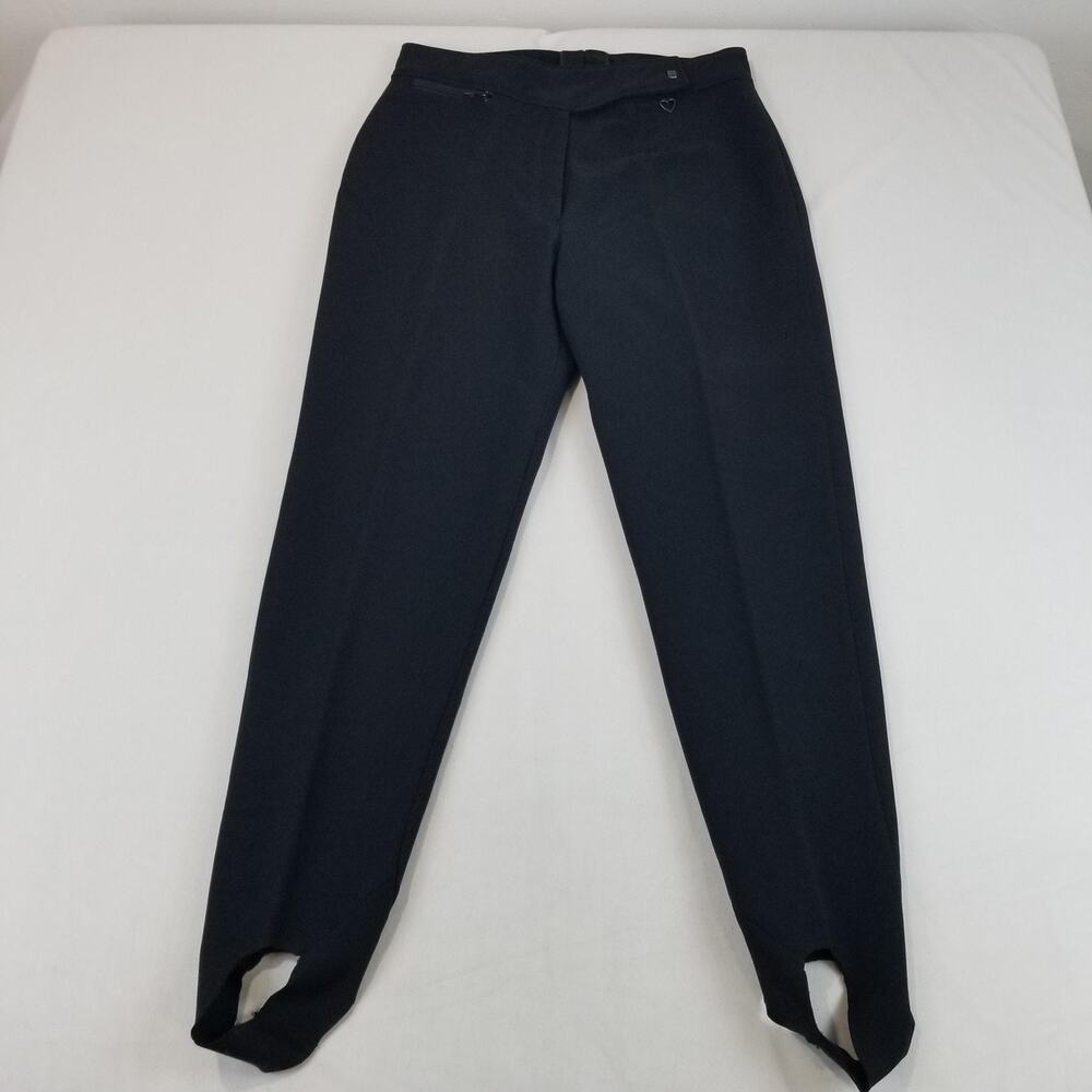 Obermeyer Snow Pants Womens 14L Tall Black Stirrup Wool Blend Ski Japan Stretch